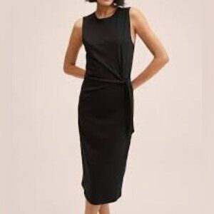 Icone Simone tie front midi sleeveless black midi dress Sz M